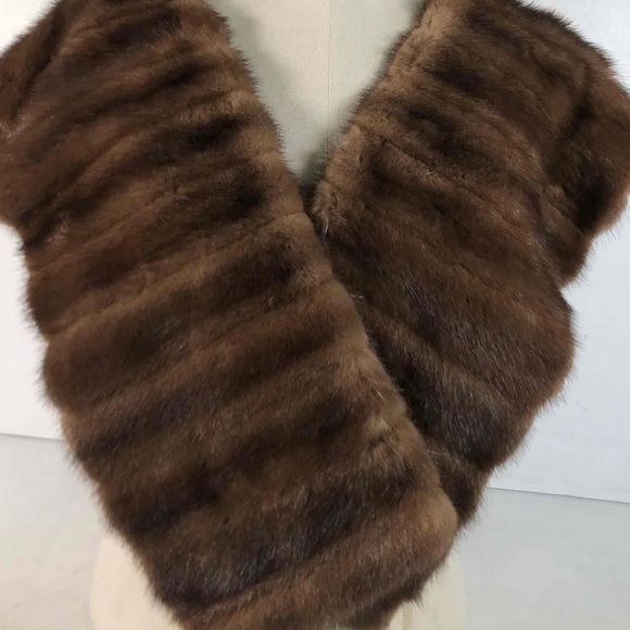Designer Custom sable color mink fur Stole Shawl Wrap OS  7.7x 7.5\